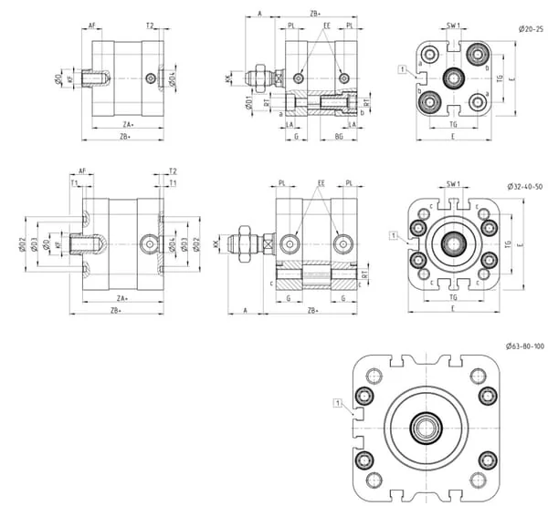 Camozzi - 32M2A040A050 - Kompaktzylinder