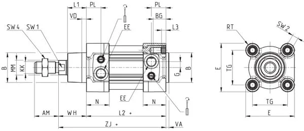 Camozzi - 63MP2C040A0125R - Zylinder Serie 63