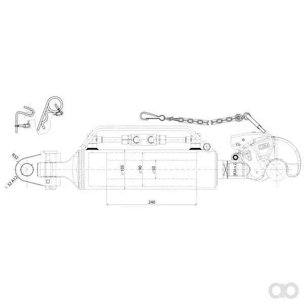 CBM - 3PHGCA240332 - Hydraulischer Oberlenker Kat.3