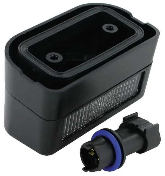 Cobo - 02924000 - Rechteckiges Kennzeichenleuchtengehaeuse Schwarz Schraubmontage 80x49mm AMP Stecker – Hinten