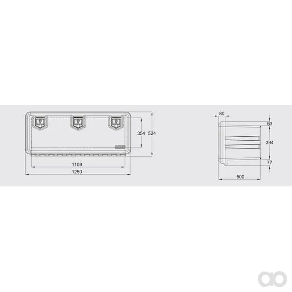 Daken - DK81009 - Werkzeugkasten 522x1250x500mm, 190l Fassungsvermoegen, Schwarz Kunststoff, Welvet 81009 Von Daken