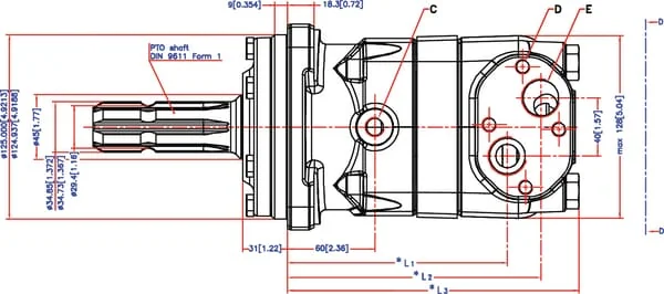 Danfoss - OMT200151B3019 - Orbitmotor, Welle 1 3/8"Z6