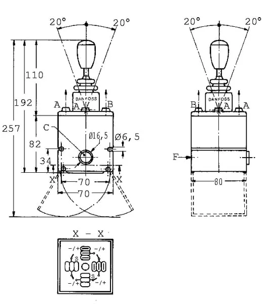 Danfoss - PVRES155B4218 - Joystick 2x Prop., Kurz