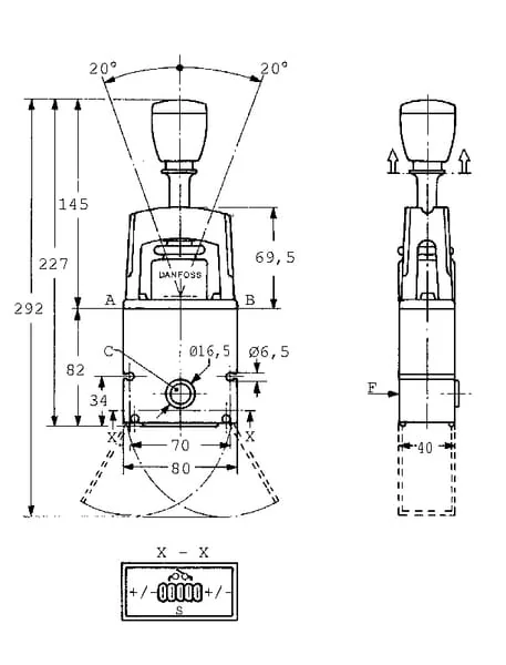 Danfoss - PVRES155B4219 - Joystick 4x Propeller, Kurz