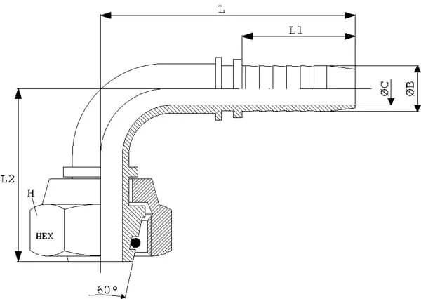 Dicsa - PGSO132490RVS - Saeule DN13 - M24 x 1,5 - 16S - 90° Edelstahl