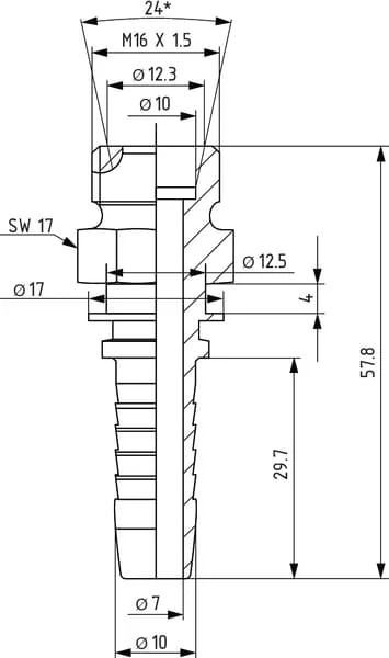 Dietzel - PRL1010 - Schlauchverschraubung Dn10-M16x1.5 Linde