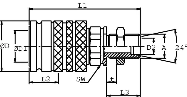 DNP - SKPF25T30 - Kupplungsgehaeuse 1"-M30x2.0-20S