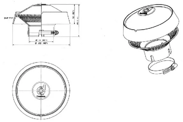 Donaldson - H001378 - Regenkappe 64 mm