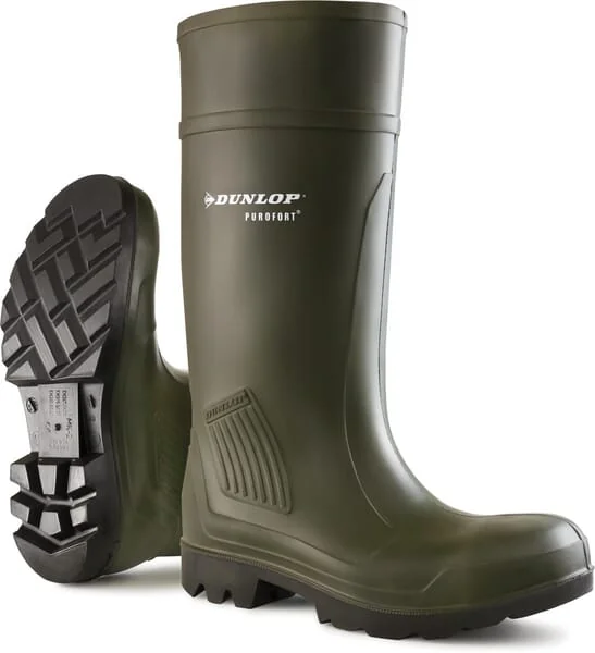 Dunlop - D46093345 - Gruene Stiefel, Groesse 10,5, Klasse O4, Wellingtons Purofort® Professional Dunlop