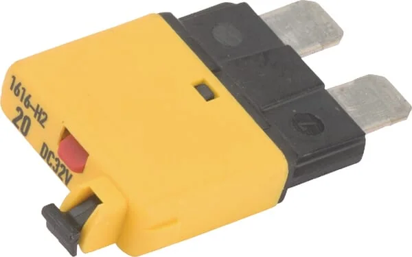 ETA - SI25120 - Sicherung Thermisch Manuell Ruecksetzbar 28V 20A Laenge 34,4mm Gelb ETA