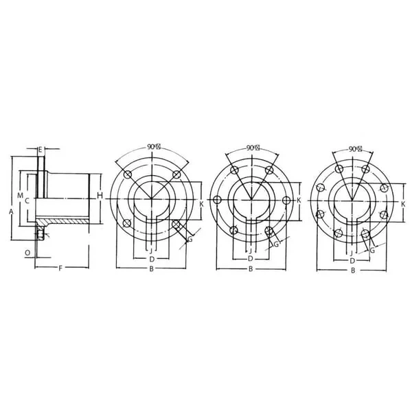Elbe - EDS14090103 - DIN-Flansch 25h7 Nut 8 M8 90°