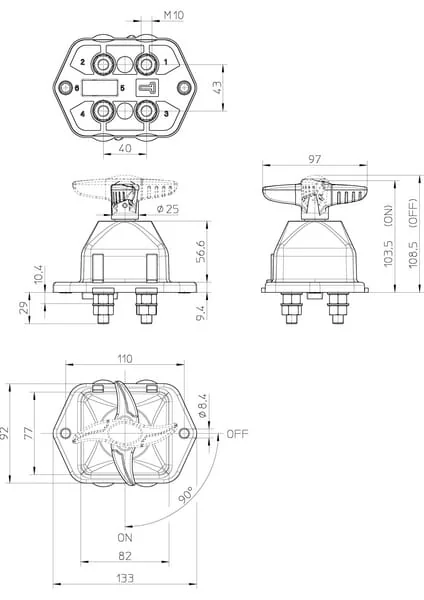 Electro Mecanica Cormar - LA530110 - Batterie-Hauptschalter Schwerer Ausfuehrung, Zweipolig