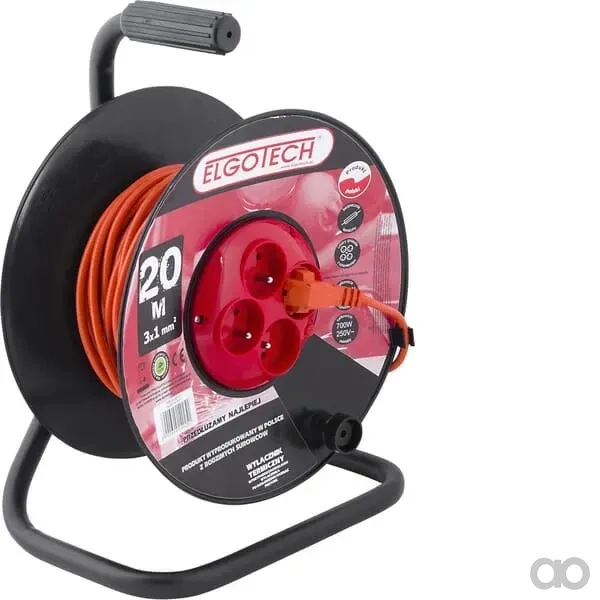 Elgotech - 1760750120 - Aufgewickeltes PVC-Verlaengerungskabel, 20 m