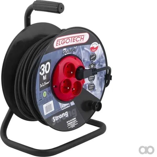 Elgotech - 1760751230 - Aufgewickeltes Gummiverlaengerungskabel, 30 m