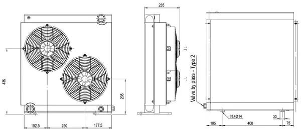 Emmegi - OK2050KBV24301 - Bypass Oelkuehler 24V 48-60°C