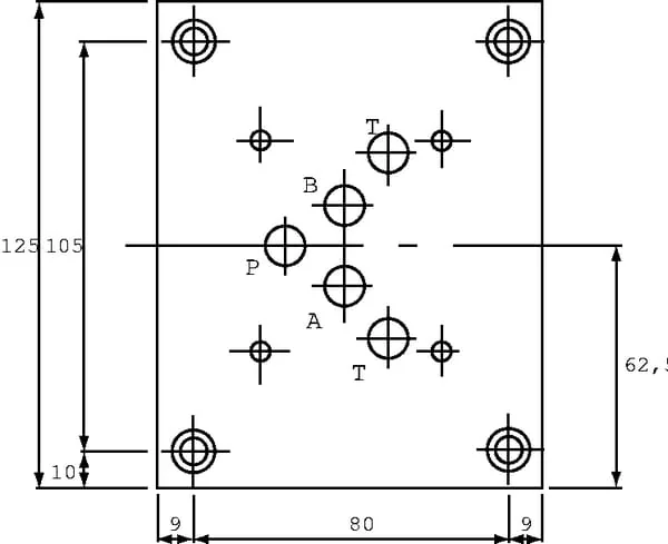 Eurofluid - ES5A12PL - Grundplatte 05 Seitlich/Unten A-B / P-T
