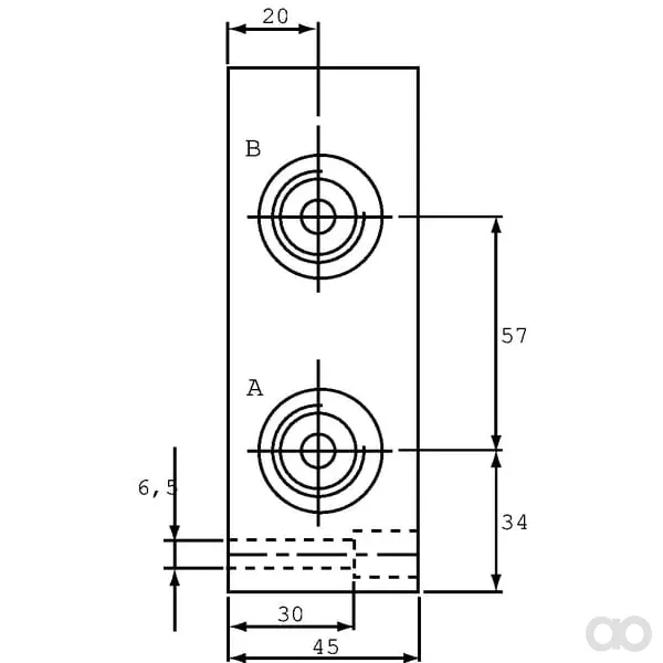 Eurofluid - ES5A12PL - Grundplatte 05 Seitlich/Unten A-B / P-T