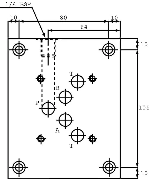 Eurofluid - ES5B12LLY - Grundplatte Seitlich Anschluss A-B / P-T
