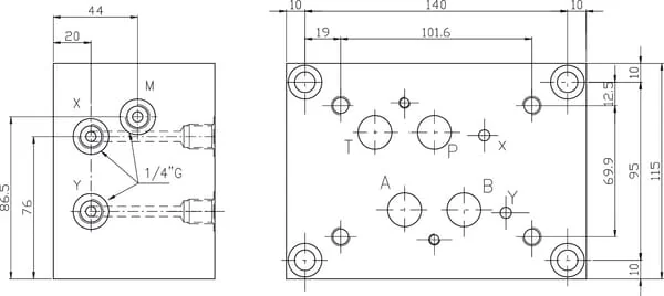 Eurofluid - ES7A10P - Grundplatte 1" Unten Cetop 07/ NG16