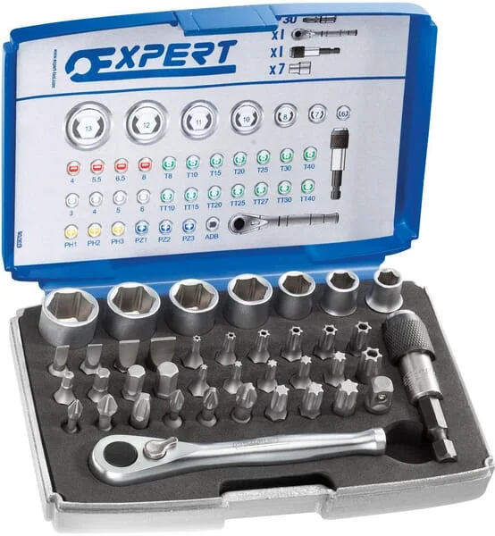 Expert - E131705 - Bit-Satz Stecknuesse 1/4" 39-Teilig