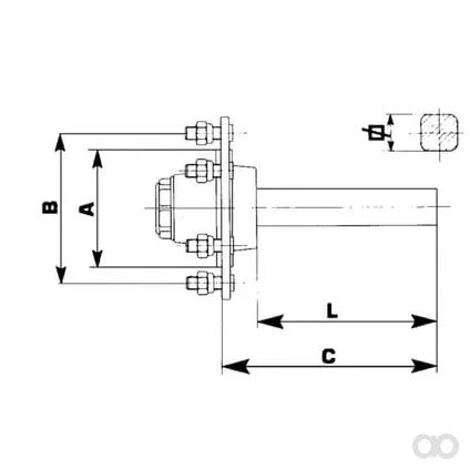 FAD - A606102 - Ungebremste Stummelachse 60x400mm (160/205/6)