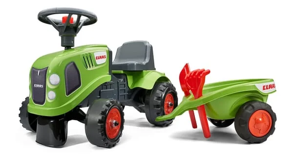 Falk - F212C - Baby Claas Trettraktor Mit Anhaenger, Rechen Und Schaufel