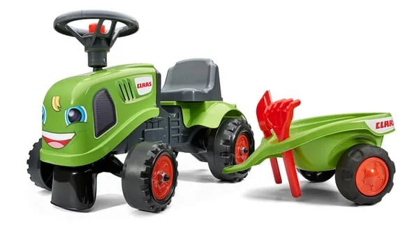 Falk - F212C - Baby Claas Trettraktor Mit Anhaenger, Rechen Und Schaufel