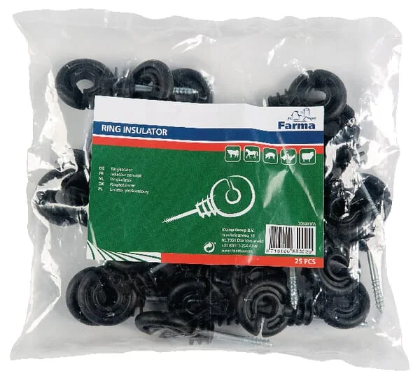 Farma - 705001FA - Ringisolator Schwarz, Schraubenlaenge 40 mm, Diameter 5,3 mm, 25 Stück, Farma