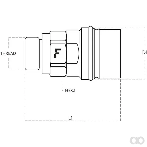 Faster - CVV0862415F - Gewindekupplung, 1/2" Innengewinde M24x1.5 16s Aussengewinde Durchfuehrung