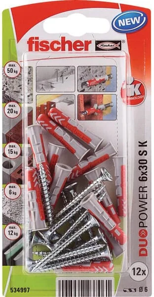 Fischer - 534997 - Duebel DuoPower 6x30 S K 12 Stk.
