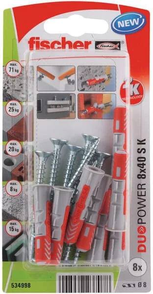 Fischer - 534998 - Duebel DuoPower 8x40 S K 8 Stk.