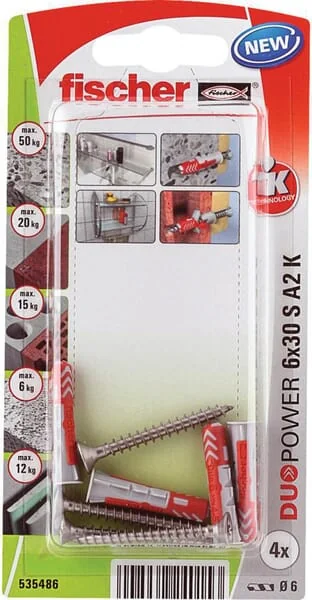 Fischer - 535486 - Duebel Duopower 6x30 S A2 K 4 Stk.