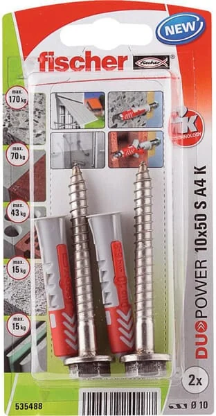 Fischer - 535488 - Duebel Duopower 10x50 S A2 K 2 Stk.