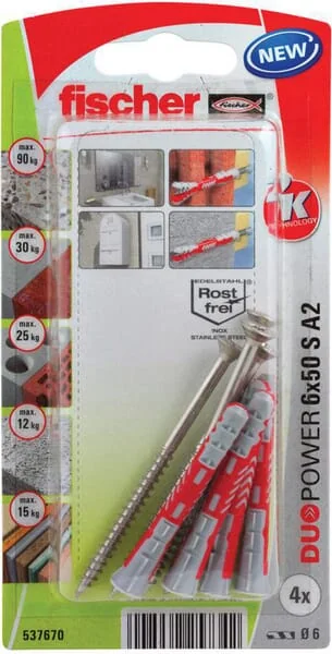 Fischer - 537670 - Duebel Duopower 6x50 S A2 4 Stk.