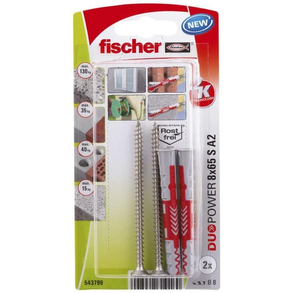 Fischer - 543796 - Duebel Duopower 8x65 S A2 2 Stk.