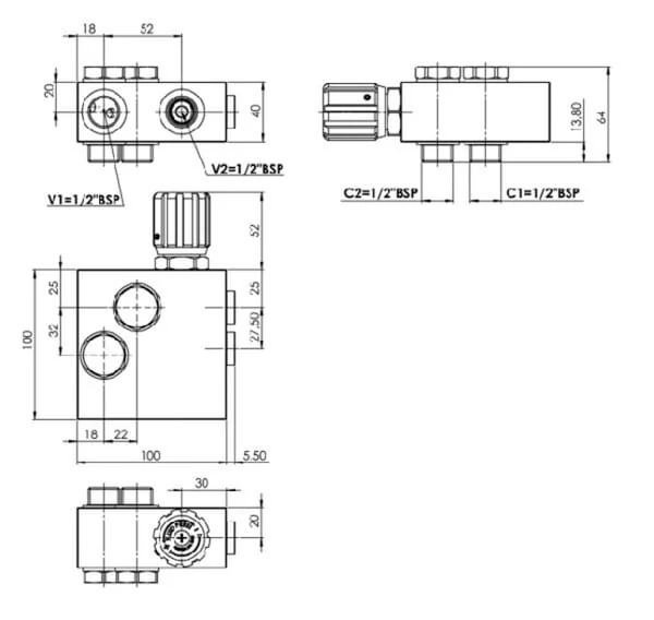 FluidPress - FPRF90DVD32R12OMS - Durchflussregelung Fuer OMS 3-Wege
