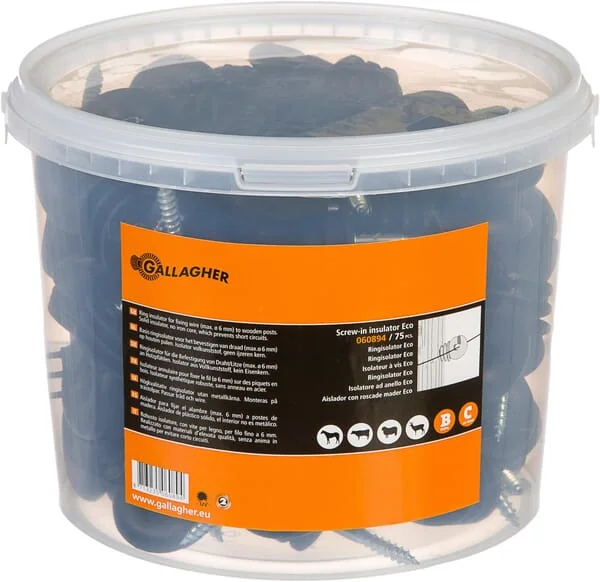 Gallagher - 060894GAL - Ringisolator Schwarz 75 Stück Gallagher