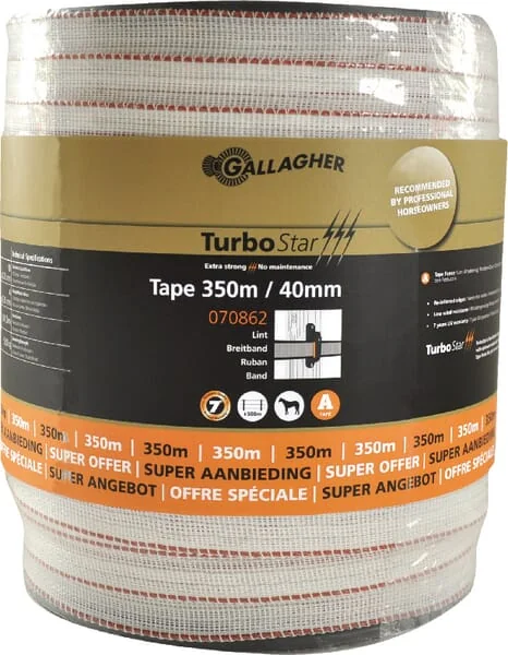 Gallagher - 070862GAL - Turbostar Kordel 40mm Weiss 350m