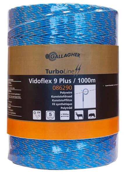 Gallagher - 086290GAL - Polywire, Vidoflex 9 Turboline Plus Blau 1000m
