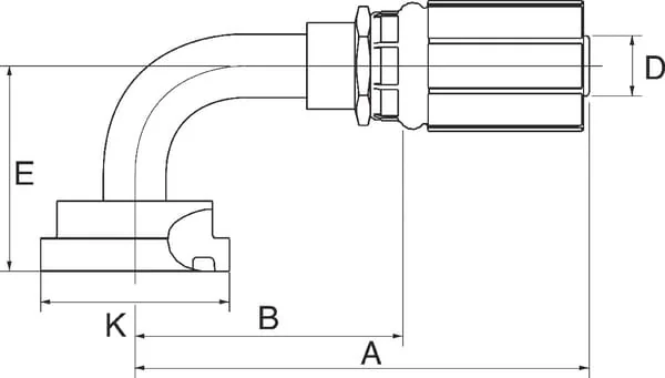 Gates - 12G16FL90S - Stutzen DN20 + 1" Flansch 90°