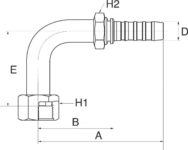 Gates - 16GS16FFORX90L - Pilaar 90° DN25-1"7/16SAE