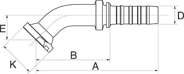 Gates - 20GS20FLH45M - Pilaar DN32 + 54 Flansch 45°