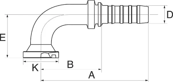 Gates - 20GS24FLH90S - Pilaar DN32 + 63,5 Flansch 90°