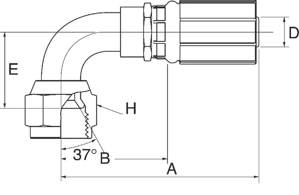 Gates - 4G5FJX90023 - Fitting 90° DN6-1/2 JIC