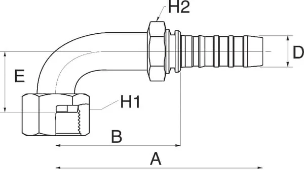 Gates - 8GS8FFORX90S - Saeule 90° DN13-13/16SAE