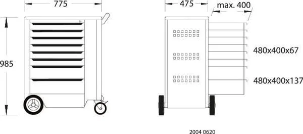 Gedore - 1500ES022004 - Werkzeugwagen + Werkzeug, 207 Stück