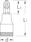 Gedore - DPIKS19PZD2 - Kreuzschlitz-Nuss 1/2" PZ Nr.2, Steckschlueseelement