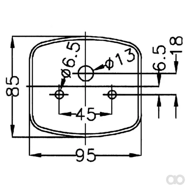 Geka - BBS95L - Rueckleuchte Eckig, 12V, Amber/Rot, Aufschraubbar, Flachstecker, Geka – Hinten Links