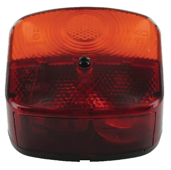 Geka - BBS95R - Rueckleuchte Eckig, 12V, Amber/Rot, Aufschraubbar, Flachstecker, Geka – Hinten Rechts