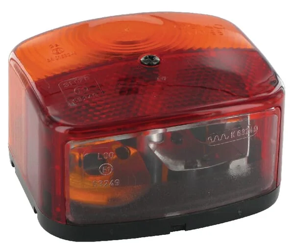 Geka - BBSK95L - Rueckleuchte Eckig, 12V, Amber/Rot, Aufschraubbar, Flachstecker, Geka – Hinten Links
